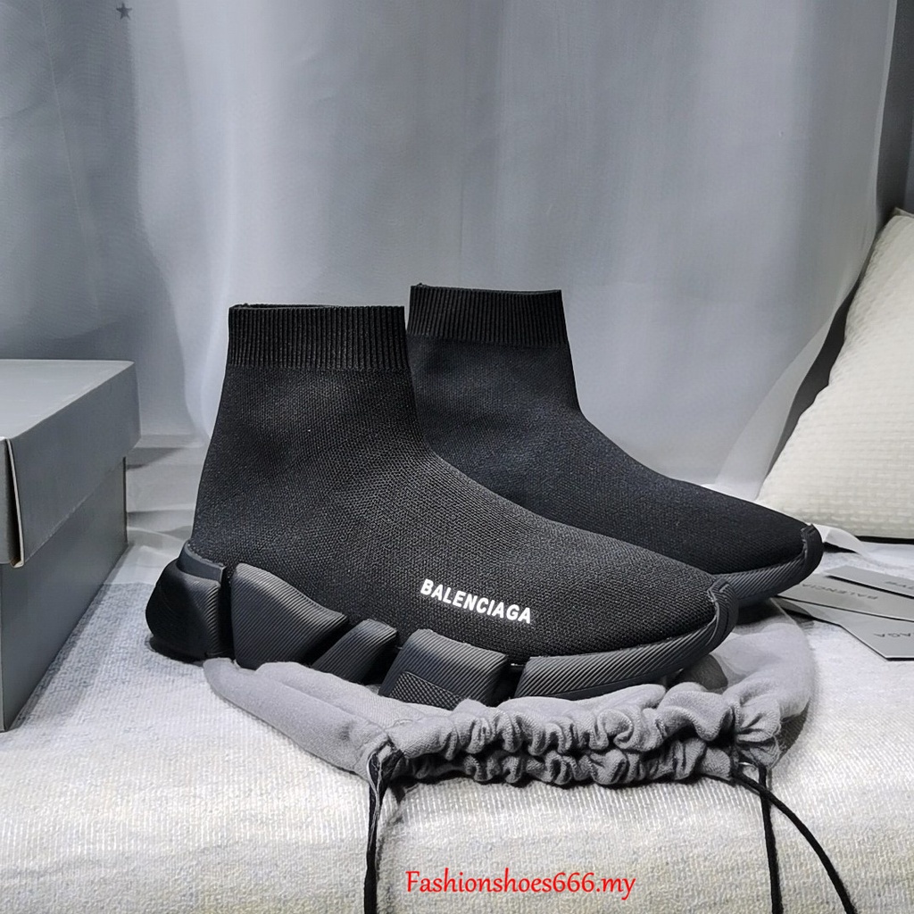 Giày Sneaker Balenciaga Speed 2.0 100% Vải Dệt Kim 3D Cổ Cao Màu Đen Thời Trang Cho Cặp Đôi 79WX L3LX