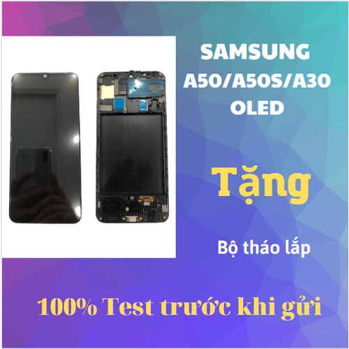 Màn hình SAMSUNG A50 A50s A30 LIỀN KHUNG có vân tay trên màn hình Bảo hành-Test sản phẩm trước khi gửi-Tặng bộ tháo lắp