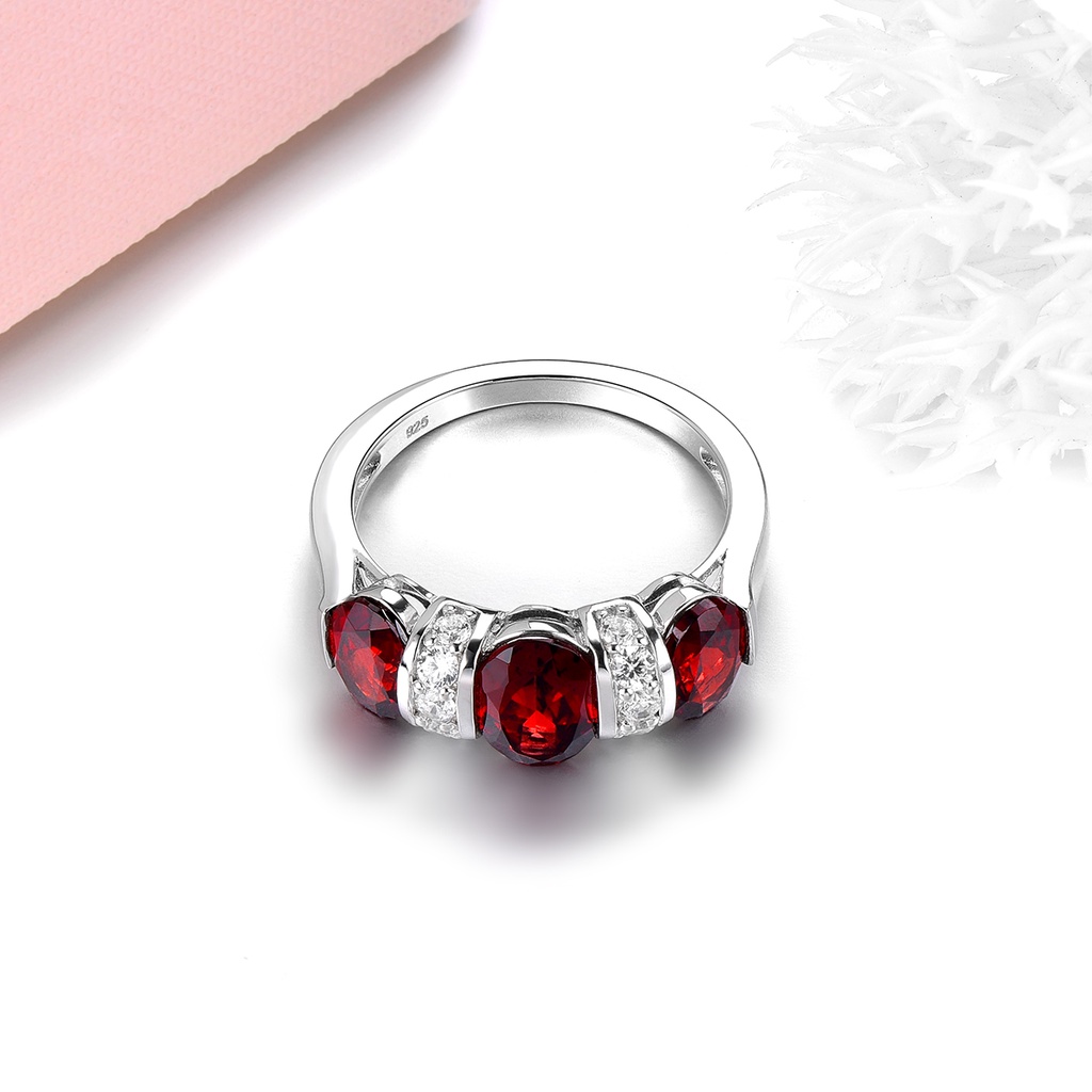 Lohaspie Nhẫn Bạc 925 Đính Đá Quý Tự Nhiên 3.8 carats Thời Trang Cho Nữ