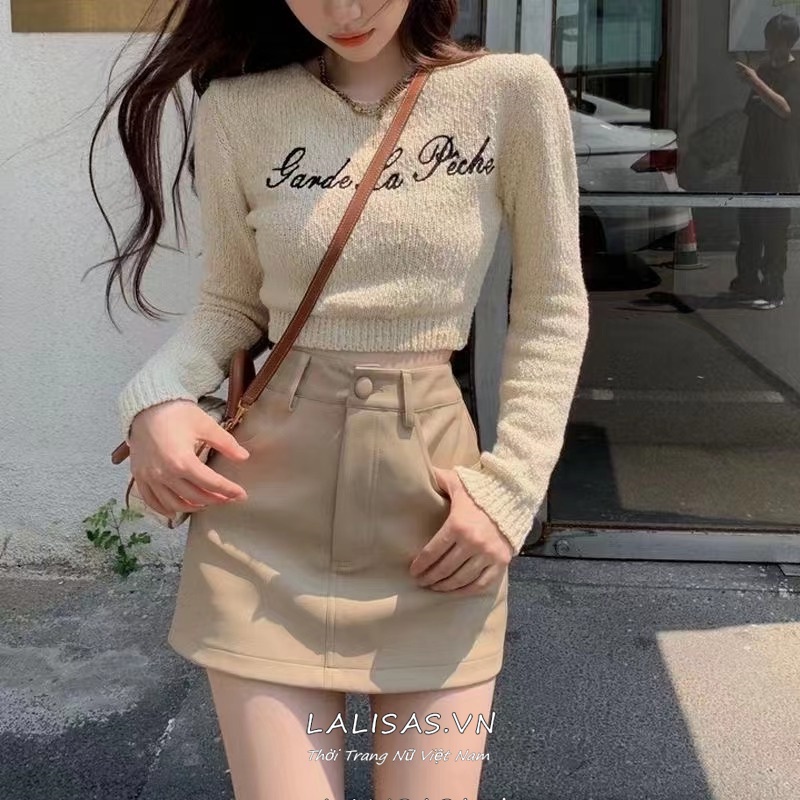 Áo Thun Tay Dài Cổ Tròn Thêu Chữ Thời Trang Thu Đông Hàn Quốc Mới