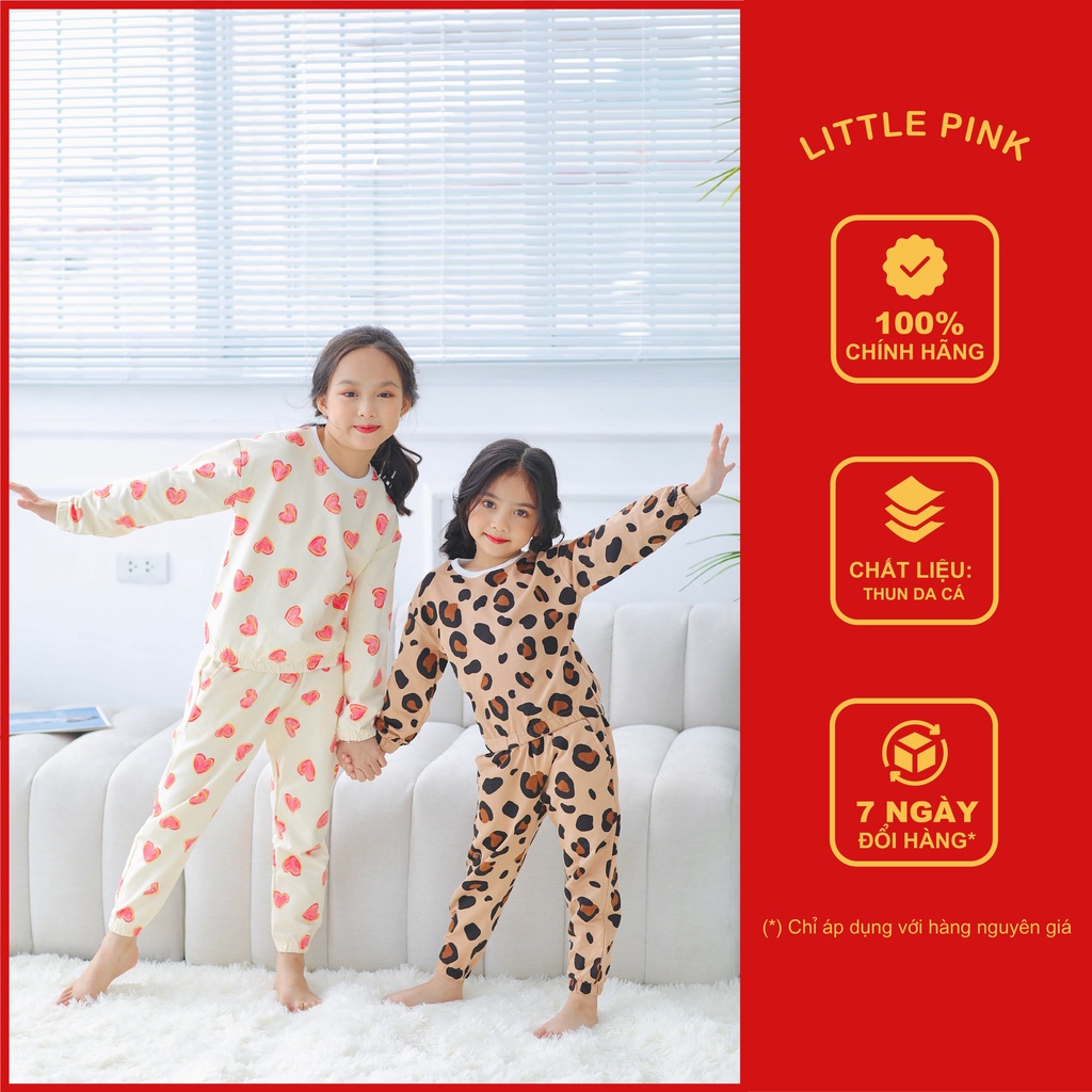[LITTLE PINK] AMBER SET - Bộ thun da cá mặc nhà bé gái