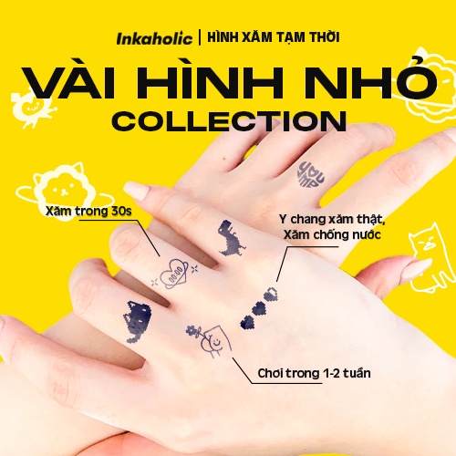 Hình xăm dán tạm thời Inkaholic 15 ngày và chống nước, hình mini cute.
