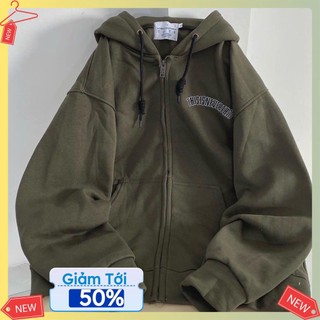 Áo khoác nỉ nam nữ form rộng xanh rêu neverthat,áo khoác hoodie siêu đẹp vải dày dặn