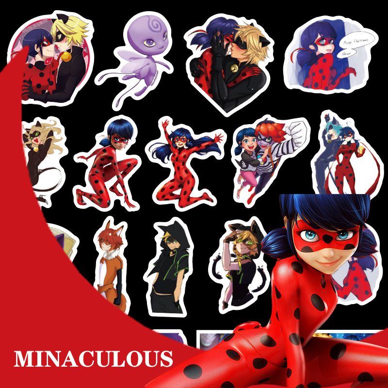 Bộ 50 Miếng Dán anime ladybug