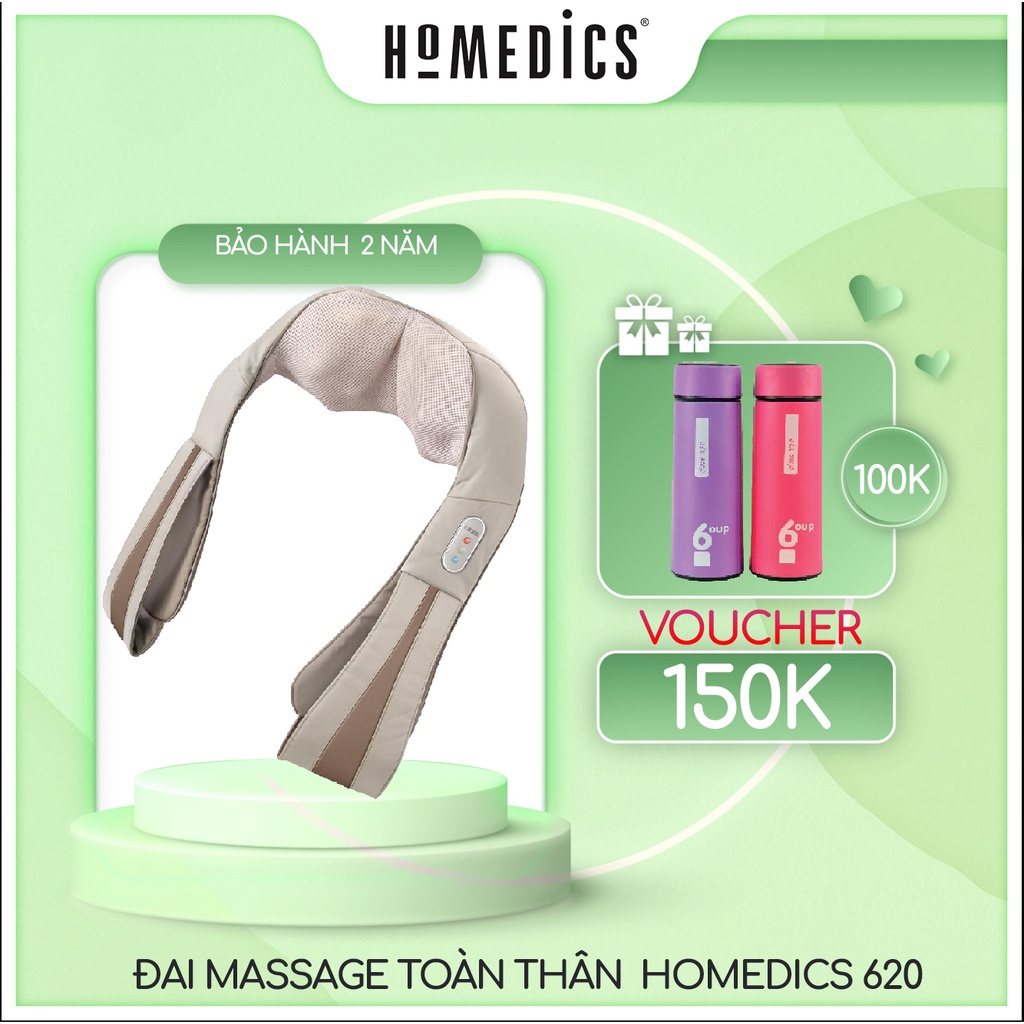 Đai massage vai cổ gáy 4 bi xoay kèm rung và nhiệt công nghệ shiatsu 3D HoMedics NMS-620H