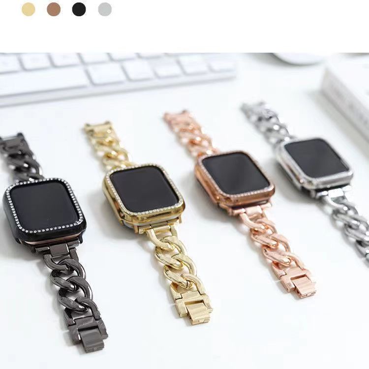 Dây Đeo Đồng Hồ Bằng Denim Và Kim Loại Cho Apple Watch series 8 7 6 SE 5 4 3 2 1 38mm 40mm 42mm 44mm 41mm 45mm