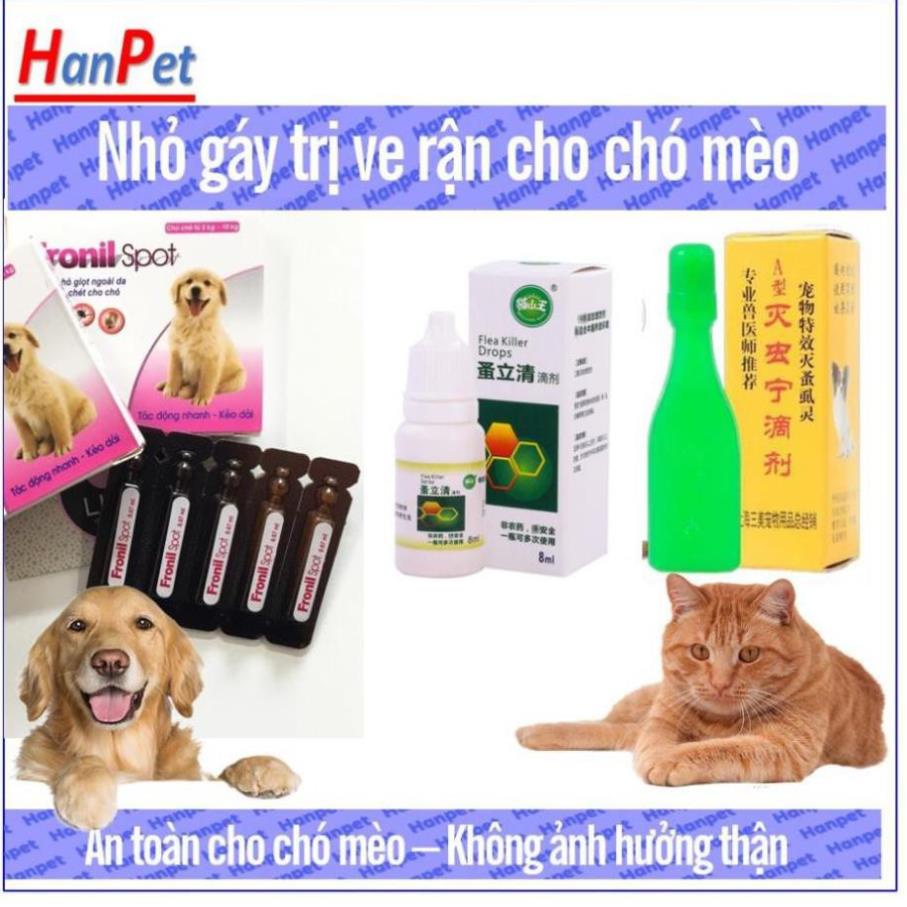 (1 ống nhỏ rận) Nhỏ Gáy Trị Ve Rận Orgo chó mèo (3 loại fronil , thần tốc & HongKong) chuyên trị ve rận trên mèo và chó