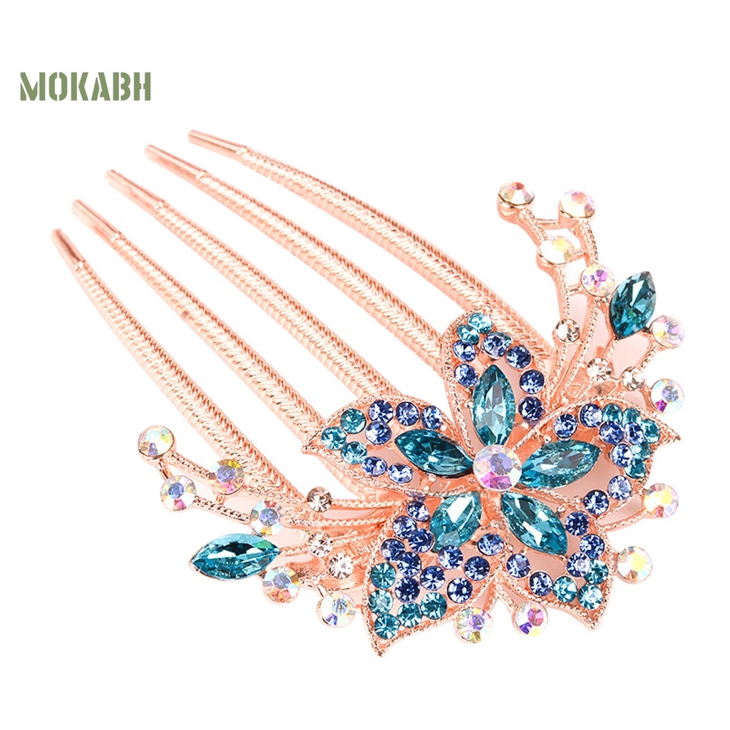 Lược Cài Tóc Hình Hoa Lá Đính Đá Lâu Trôi Dành Cho Nữ