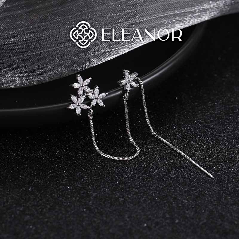Bông tai nữ gắn vành Eleanor Accessories phụ kiện trang sức đính đá hình bông hoa năm cánh (một chiếc) 4866