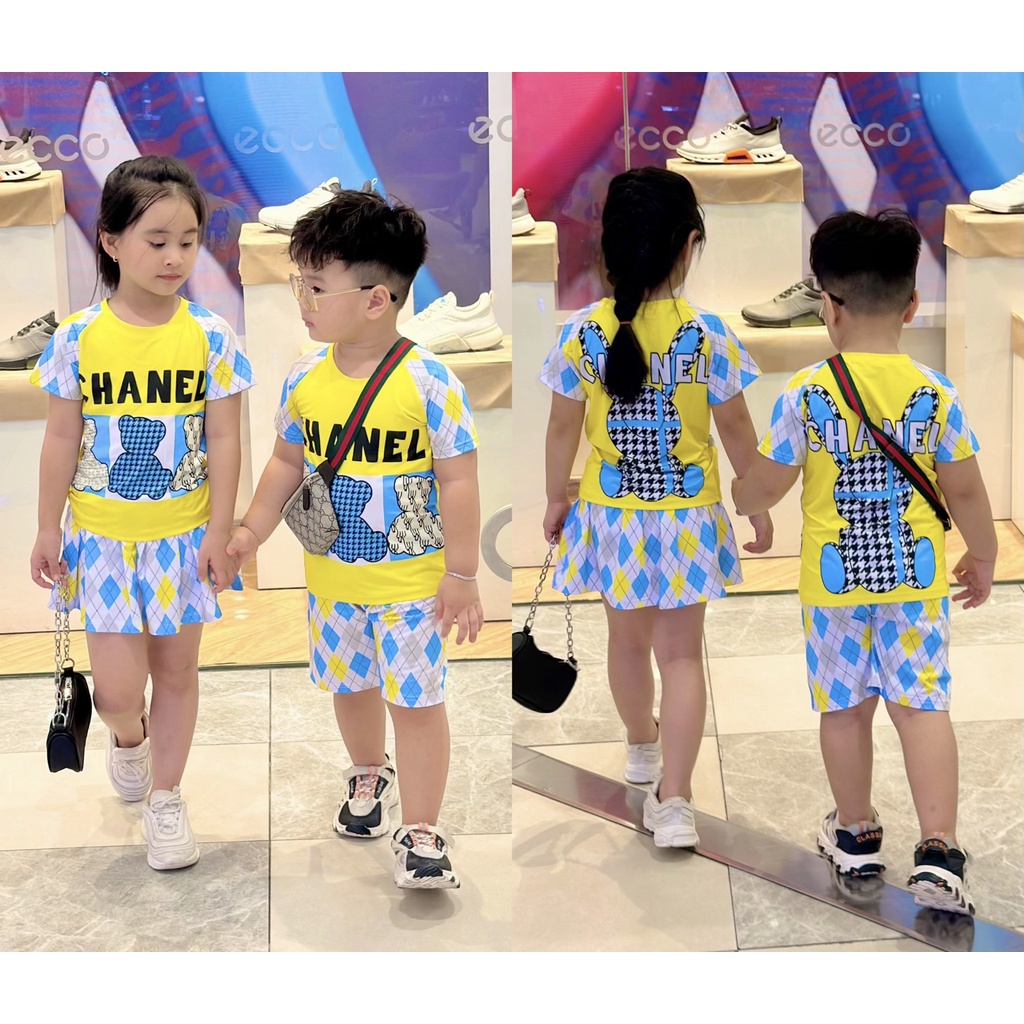 Bộ thun lạnh 3d bé trai bé gái thâm hút mồ hôi in hình bé yêu thích RUBYKIDS