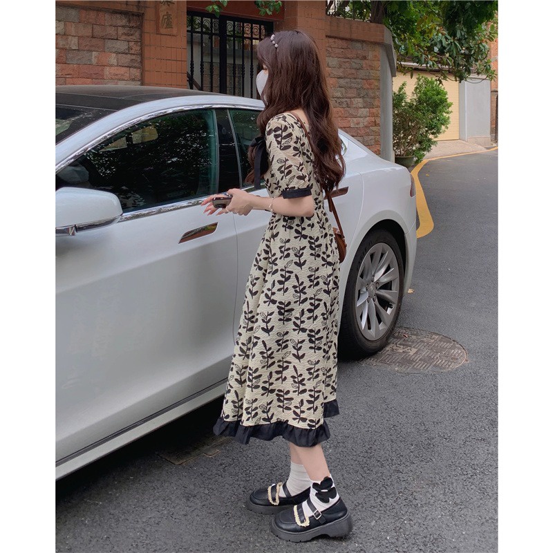 Đầm Hoa Mùa Hè Phong Cách Hepburn Pháp Thiết Kế Mới Cho Nữ