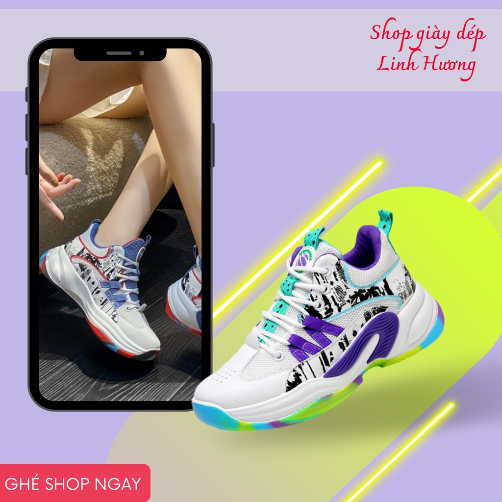 Giày thể thao sneaker đế cao nữ phong cách hàn quốc 2022