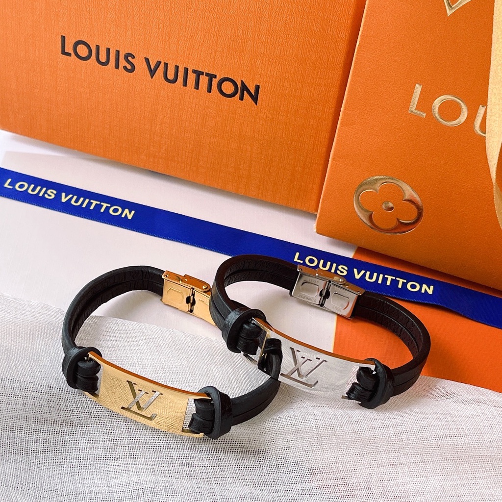 Vòng Tay Louis Vuitton Bằng Thép Titan Họa Tiết LV Monogram