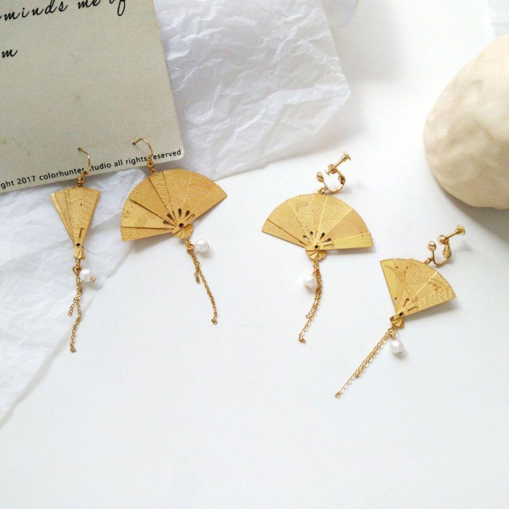 Ahour1 Bông Tai Dáng Dài Phối Tua Rua Phong Cách vintage Thời Trang