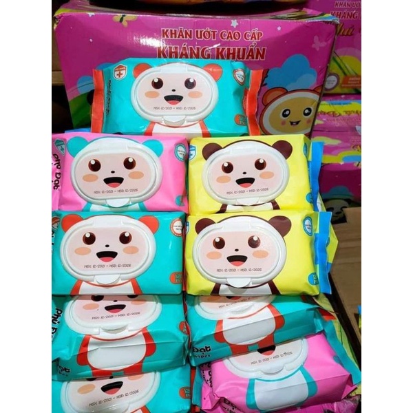 [Gấu trúc] Khăn giấy ướt Phú đạt 120 tờ không mùi date mới gói to dày mẫu cũ