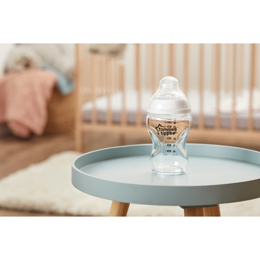 COMBO Bình sữa thủy tinh ty siêu mềm tự nhiên Tommee Tippee Closer to Nature 150ml & 250ml kèm Núm ty