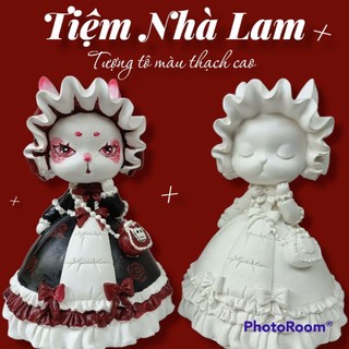Tượng tô màu thạch cao mèo size đại 23cm