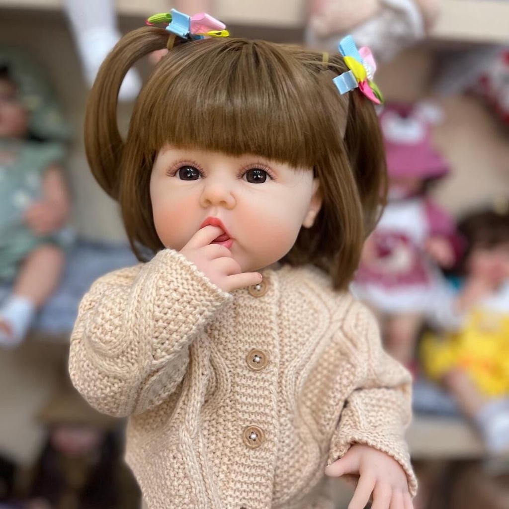 Búp Bê Barbie 3D Bằng Silicon Mềm Mại Có Keo Dán 55cm Dễ Thương Dùng Làm Quà Tặng Sinh Nhật Cho Bé