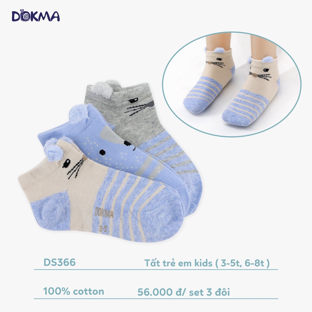 Set 3 đôi tất cotton Dokma kid  - màu ngẫu nhiên