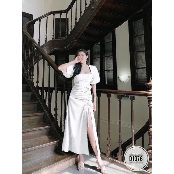 Đầm tay phối kèm hoa D1076