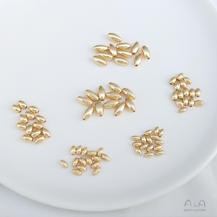 █A.ιA゜14K Vàng●50 Chiếc°Chuỗi Hạt Đeo Tay Xiaomi Bằng Vàng 14k Họa Tiết Hạt Gạo / Trái Cây Độc Đáo Dùng Làm Trang Sức diy