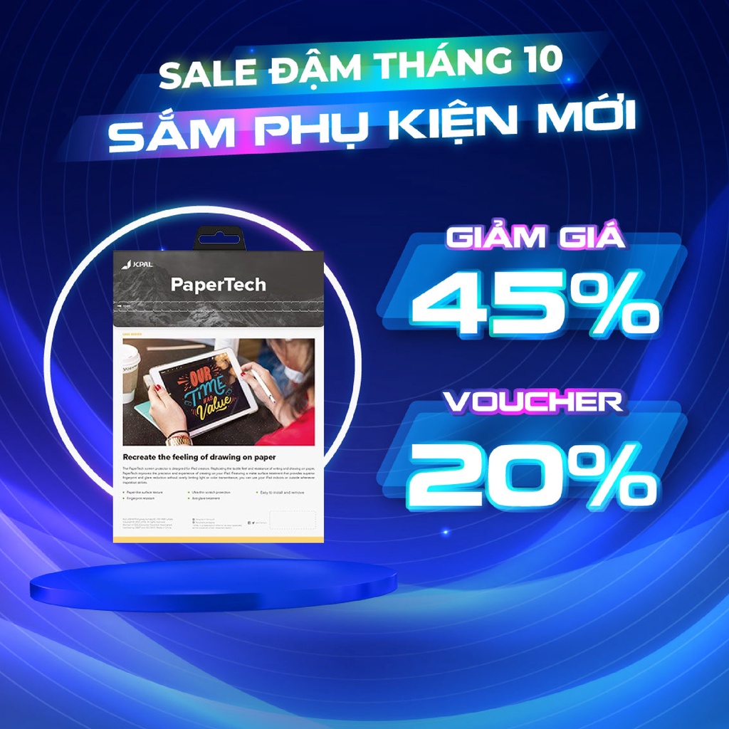 Miếng dán PaperTech JCPAL Japanese Texture iPad Pro M1 2021- 10.2 inch chống bám vân tay cực tốt, chống ánh sáng xanh