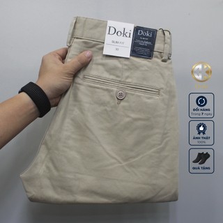  Quần Kaki Nam Cao Cấp - Doki Màu Kem Quần kaki túi chéo Dáng đứng Vải co giãn Thoáng mát Dầy dặn Mềm mịn 