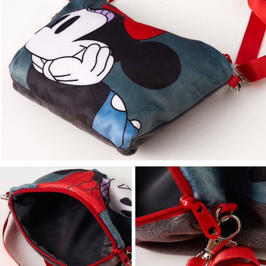 DISNEY Túi Đeo Chéo Hình Chuột Mickey / Minnie Phủ Lông Thời Trang Xinh Xắn Cho Bé Gái