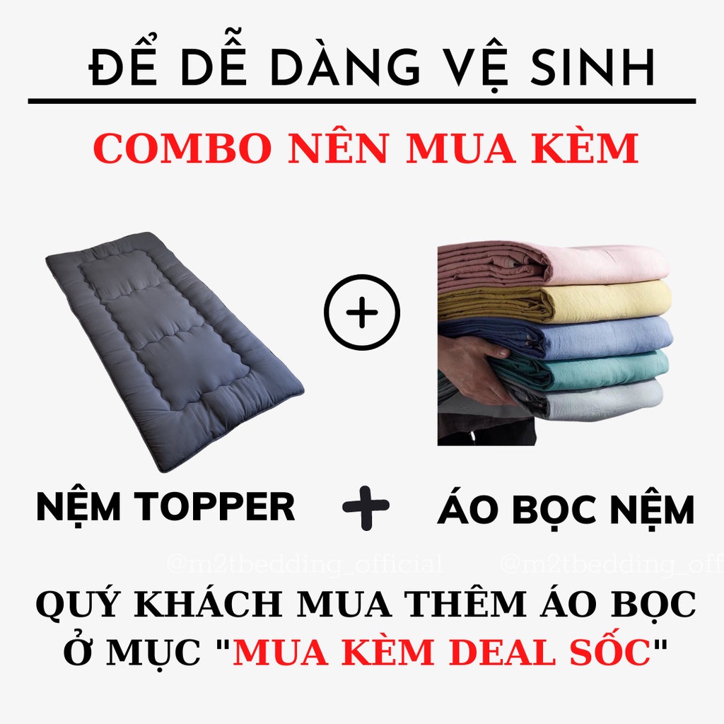 Nệm topper xuất Nhật M2T BEDDING dày mềm mịn đủ kích thước đệm gấp gọn đa năng