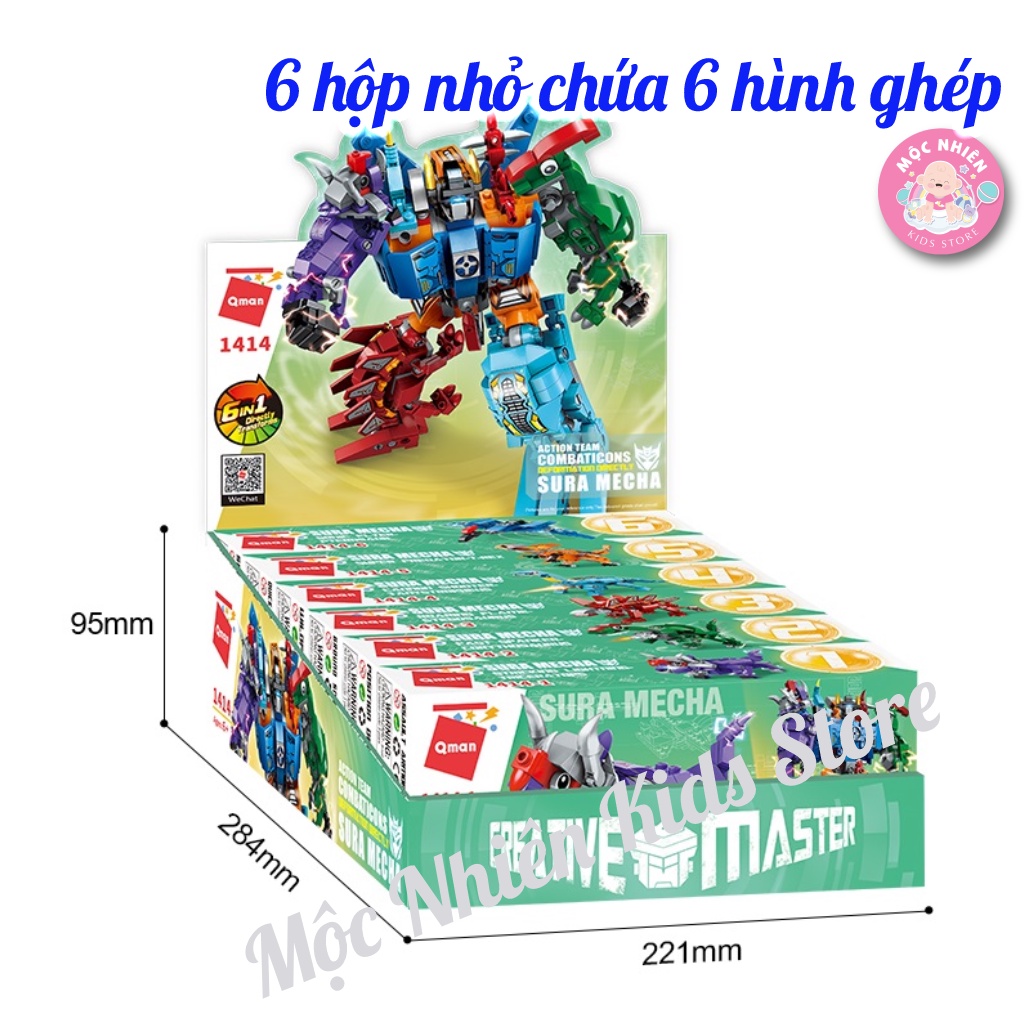 Đồ Chơi Lắp Ráp Xếp Hình 6 trong 1 ROBOT Qman 1414 - Siêu Robot Khủng Long  - Mộc Nhiên