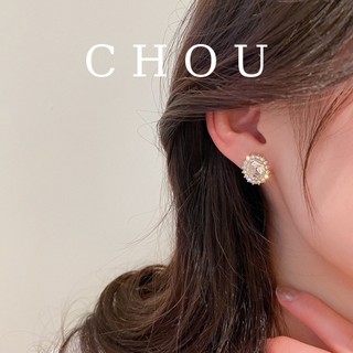 Bông Tai Oval Đính Đá | CHOU ACCESSORIES |