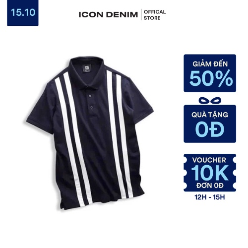 Áo Polo Nam Cotton ICON DENIM Regular Form Navy Phối Sọc Thanh Lịch PLID0014