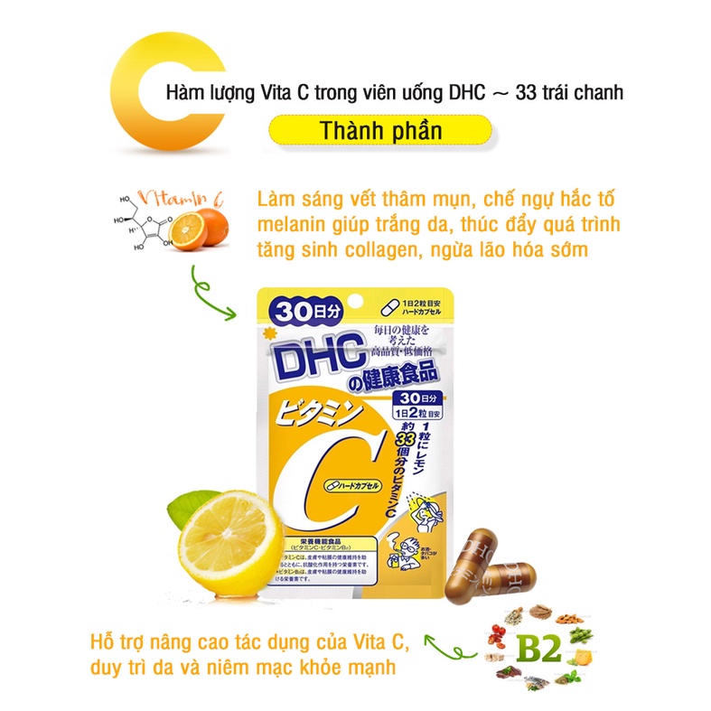 Viên uống bổ sung vitamin C DHC tăng cường sức đề kháng gói 90 ngày