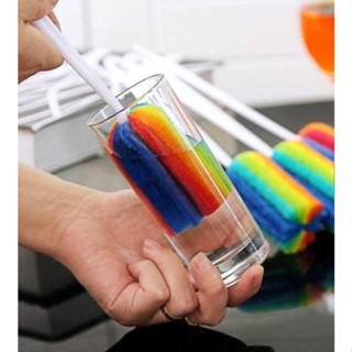 Dụng cụ rửa ly, cốc chén, bình sữa đa năng thấm hút tạo bọt tốt - cọ ly cốc 7 màu, cọc 7 màu