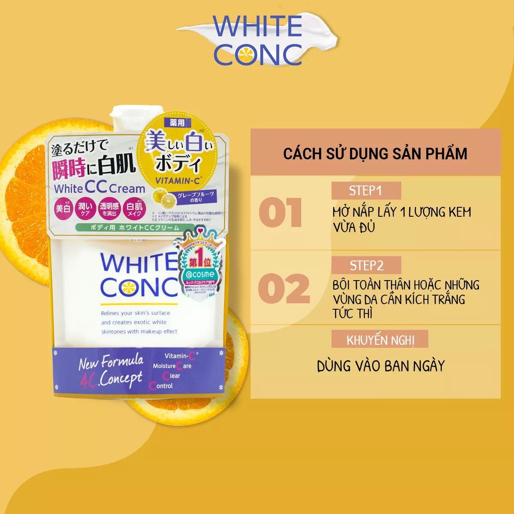 Kem dưỡng trắng da ban ngày toàn thân White ConC Cream Body Nhật Bản