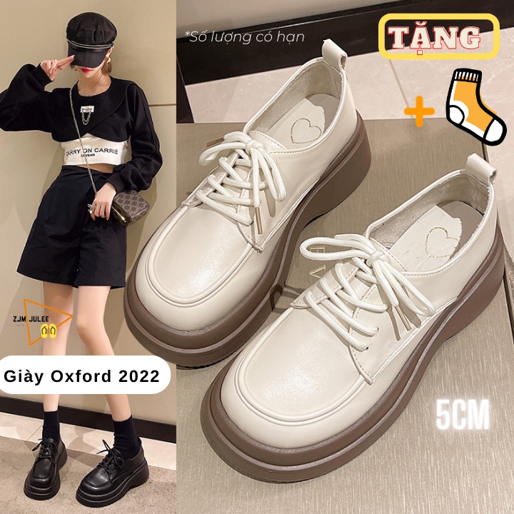 Giày da Oxford nữ JIN-O19 đế độn 5p cao cấp -  giày da nữ trendy 2022