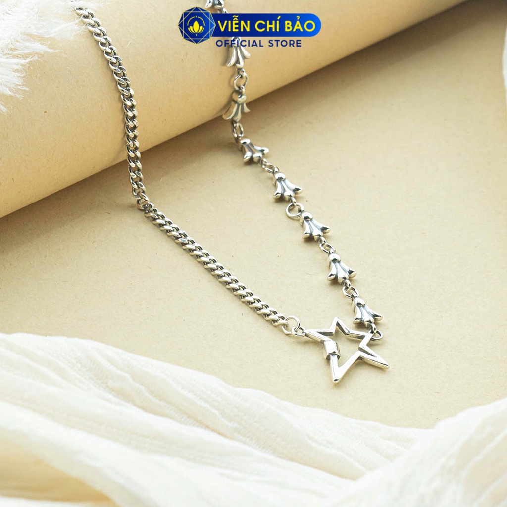 Dây chuyền bạc nữ Star họa tiết chrome heart chất liệu bạc 925 thời trang phụ kiện trang sức Viễn Chí Bảo D000149