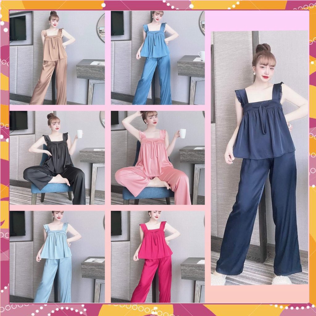 Đồ ngủ sexy, đồ ngủ 2 dây cánh tiên, bộ ngủ lụa chất satin mềm mịn mát - CN33
