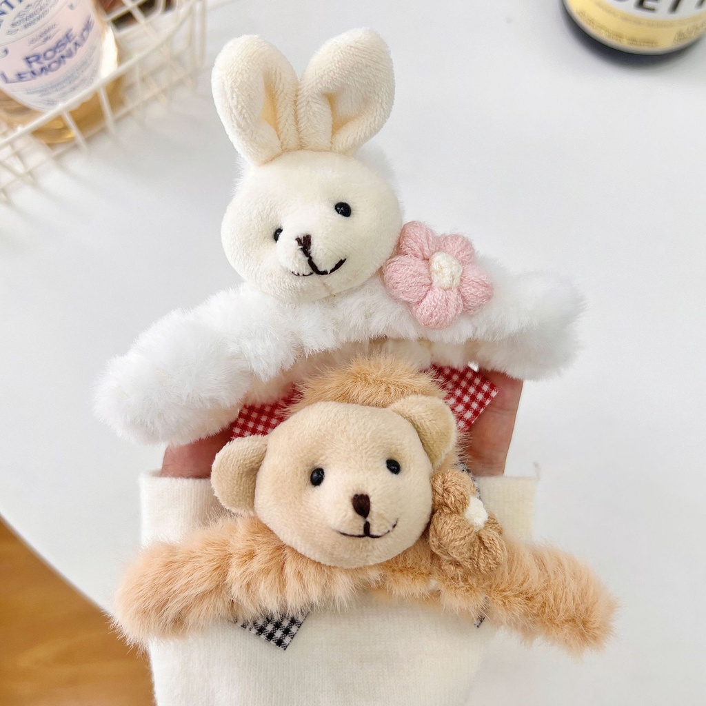 Kẹp Tóc Hình Cá Mập Phối Lông Phong Cách Hàn Quốc Xinh Xắn