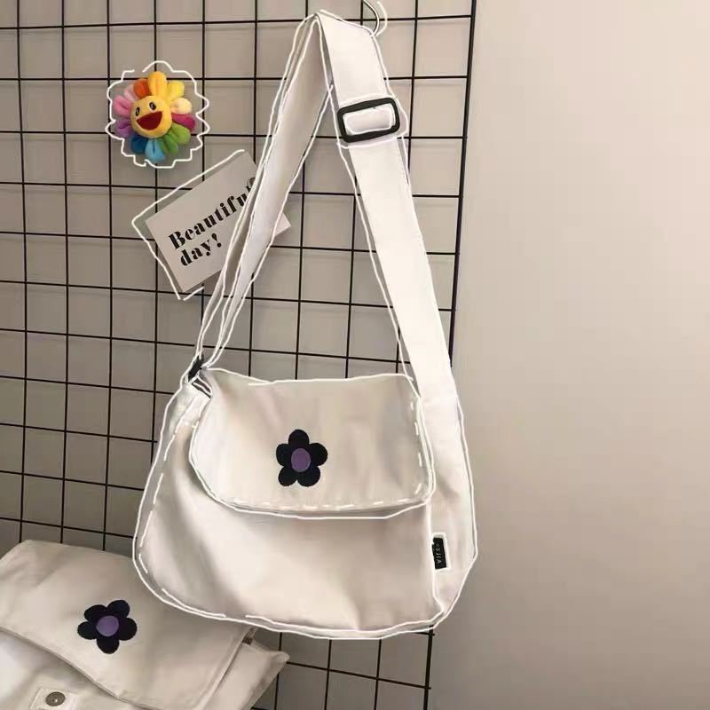 Túi đeo chéo nữ chất vải Canvas dáng Unisex 2 màu đi học, đi chơi M05