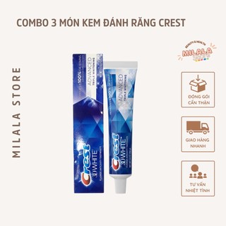 Combo 3 món kem đánh răng crest làm trắng răng hương bạc hà mát dịu gồm 1 cây 116g và 2 cây 24g