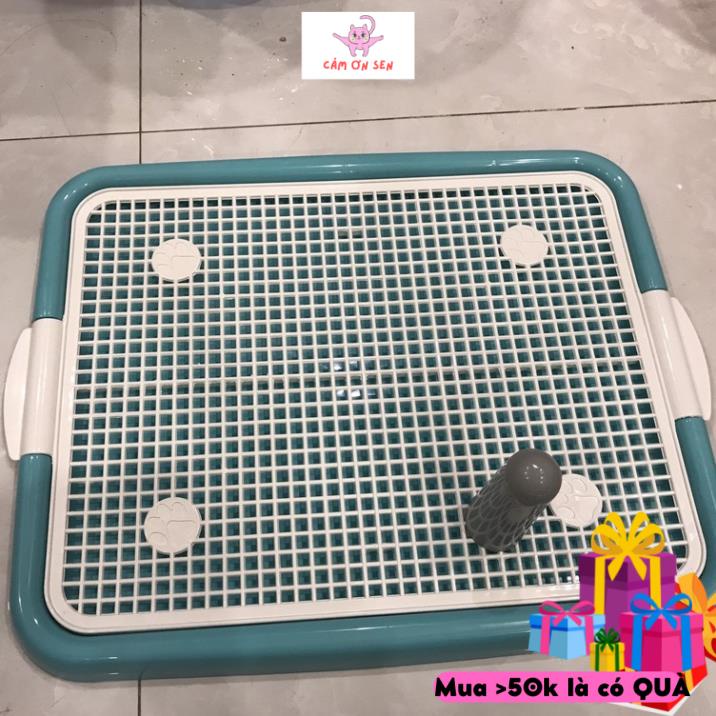 Khay vệ sinh cho chó nhỏ có cọc size 52x42 cm dùng kèm cát vệ sinh cho chó phù hợp cho chó dưới 7kg