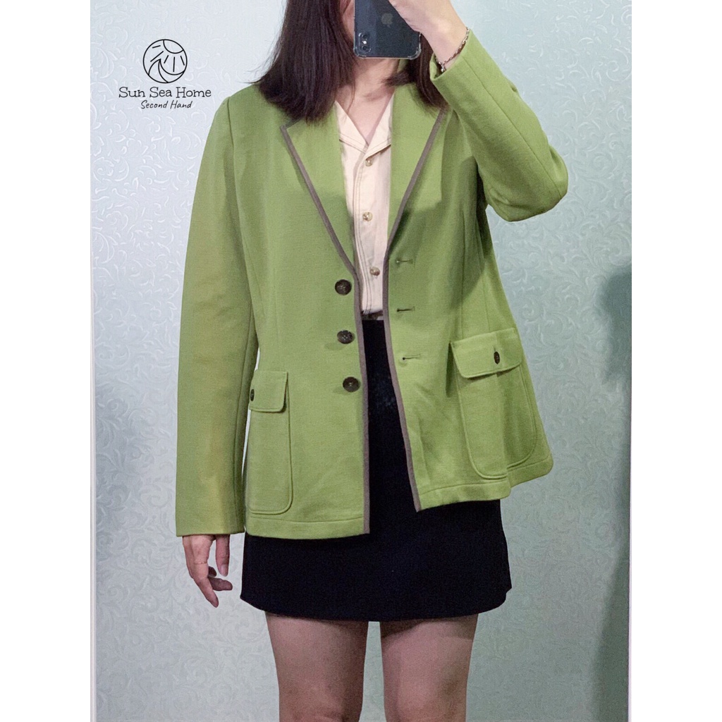 Áo khoác blazer xanh bơ vintage secondhand SS2408