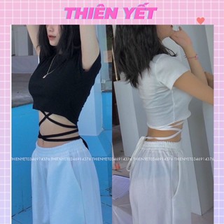 Áo croptop CỘT EO TAY NGẮN  sexy thể thao cá tính nữ // Thiên yết