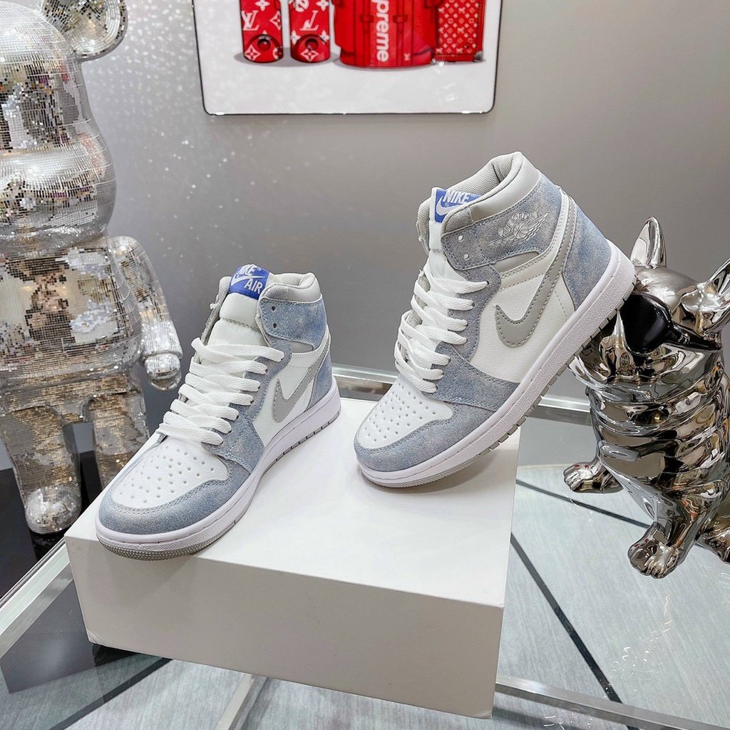 Giày Jordan Cổ Cao Nam Nữ, Giày Sneaker JD1 Xanh Nỉ Hyper Royal Thời Trang Cao Cấp F269 Hottrend 2022