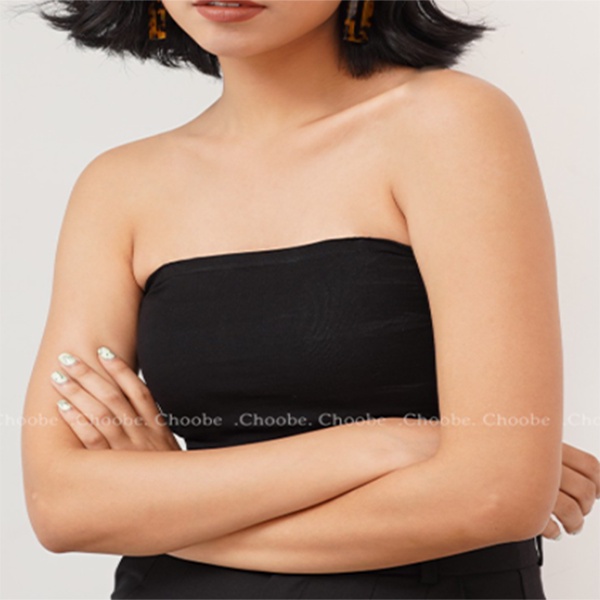 Áo quây ngực không đệm thun trơn croptop nữ dáng ôm màu trơn không dây