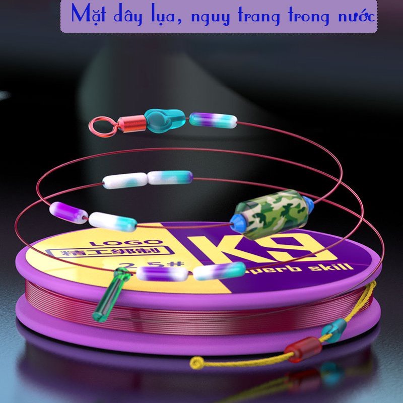 Trục Câu Đài Săn Hàng Buộc Sẵn K9 Cao Cấp Dây Cước Tàng Hình Siêu Bền Tải Cá Khủng