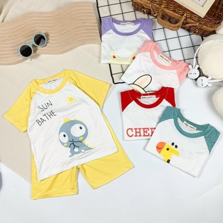  Bộ đồ ngủ bé trai bé gái Minky Mom tay ngắn hình thú thun lạnh siêu siêu mát Miu kid SU005 Miu-kids 