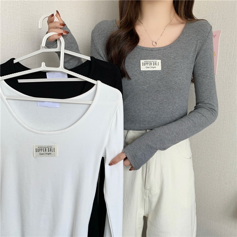 NRVP Áo Thun Nữ Dài Tay Dáng Rộng Màu Trơn Phong Cách Hàn Quốc Mới