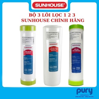 Bộ 3 lõi lọc 1,2,3 sunhouse cho máy lọc nước r.o chính hãng